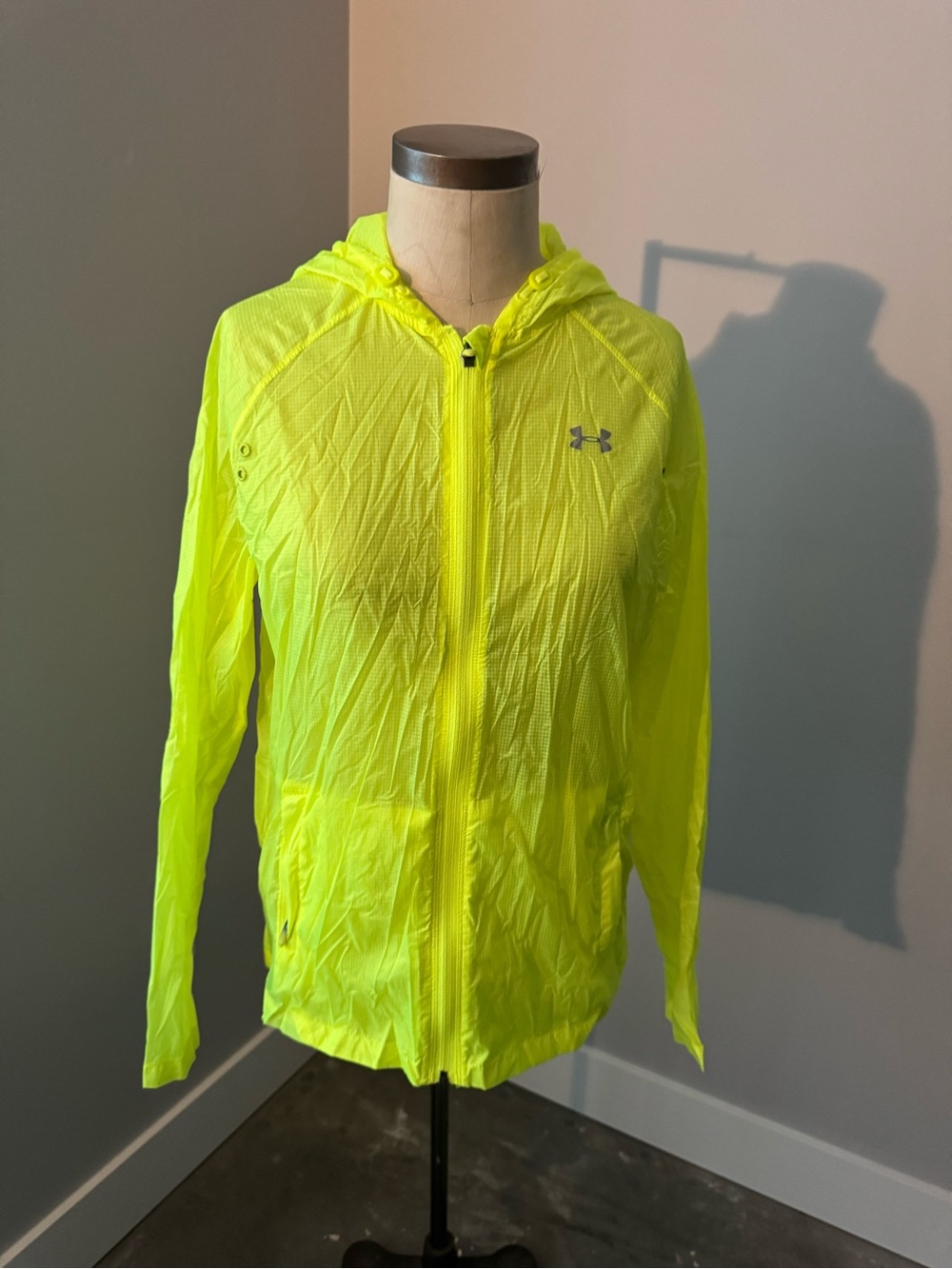 Under Armour Neon Yellow Hooded Windbreaker Jacket